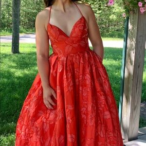 Sherri Hill red rose prom dress